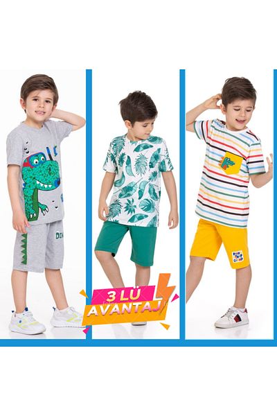 CiciTime Çocuk Modası Boy's 3-Piece Summer Suit with Shorts