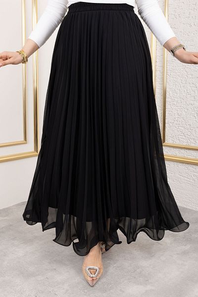 Tesettür Dünyası Fusta Lisa Flounce - Negru Model: TSD 250144