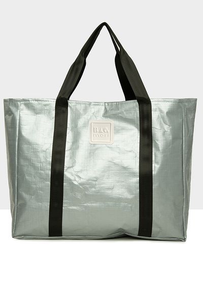 Bagmori Gray Women's Double Stripe Maxi Size Beach Bag m 000008590