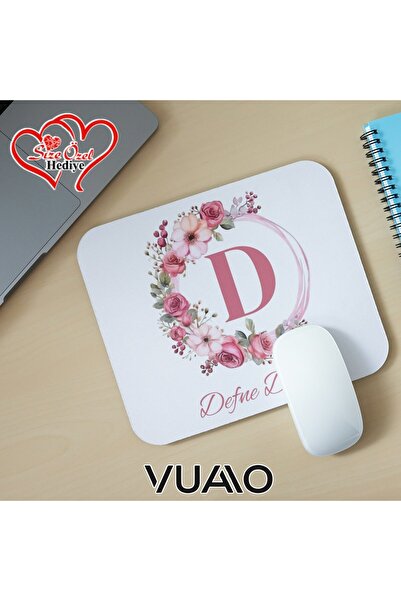 VUAO Kişiye Özel İsimli ve Harfli Desenli Mouse Pad 21x17 cm, Kaymaz Taban - ...
