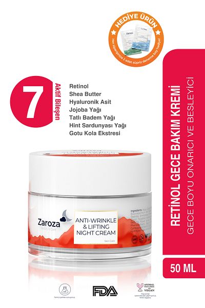 ZAROZA Retinol - Moisturizing Night Cream - Anti-Blemish, Anti-Wrinkle & Lifting Night Cream