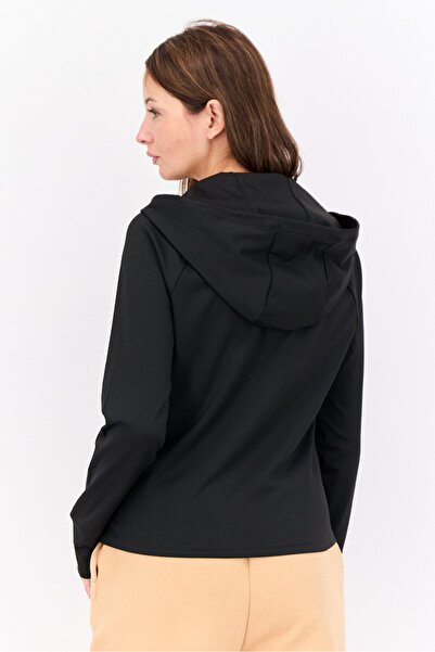 Hype Women Hooded Solid Long Sleeve Sweatshirts, Black