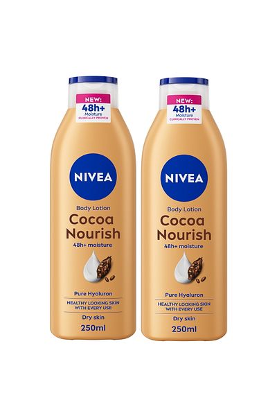 NIVEA Cocoa Butter Body Lotion Vitamin E Dry Skin Value Pack 2 x 250 ml
