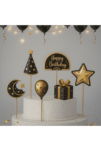Ege Pastacılık 6 Toothpicks Happy Birthday Cake Decoration