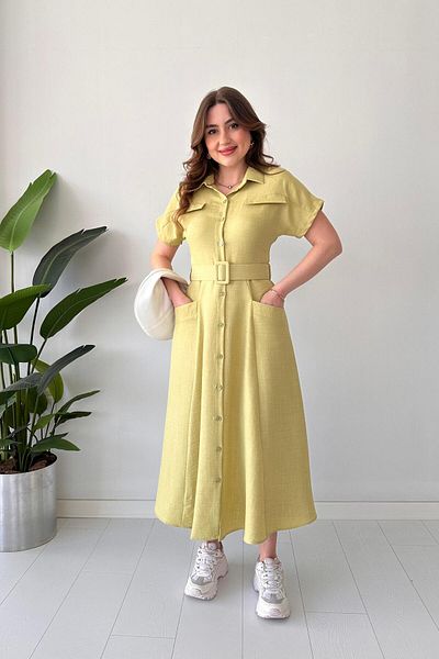 MaziButik Rochie de buzunar verde ulei