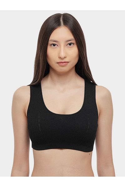 Armani Exchange Дамски плетен, черен къс топ XW000577 AF12740-UC001