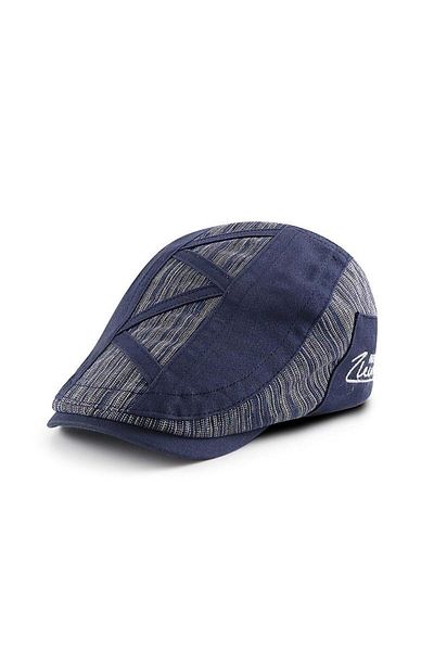 valkyrie Italian Style Retro Zigzag Line Detailed Men's Cap Hat with Buckle Adjustable Men's Navy