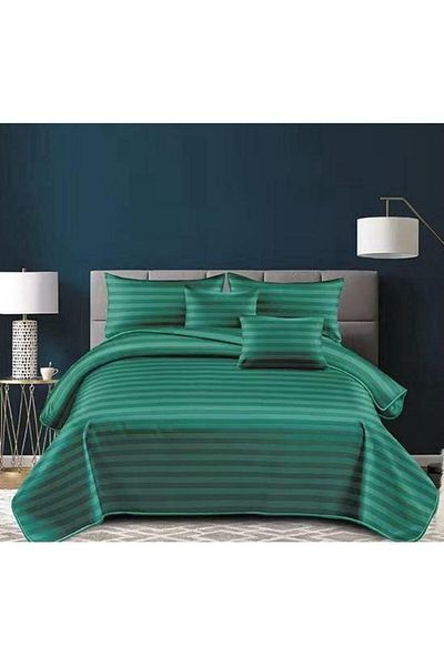 OEM Premium damask bedding set, 6 pieces, double bed 230x250 cm, green, classic sheet