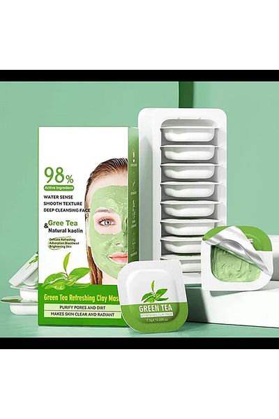 SADOER Green Tea Moisturizing Mask Deep Cleansing Refreshing Face Blackhead Clay Mask - 8pcs