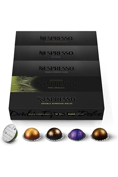 Nespresso كبسولات قهوة فيرتو إسبريسو وإسبريسو مزدوج، 50 كبسولة