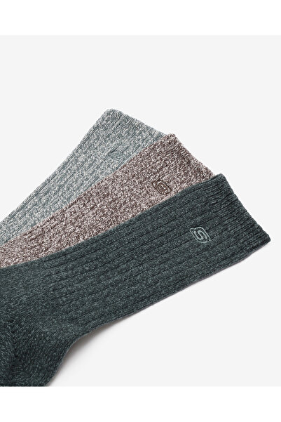 SKECHERS NON TERRY CREW - 3'LÜ PAKET ERKEK ÇORAP Erkek Dark Green Çorap S116025-300