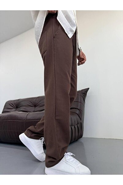 Oliggopol Ανδρικό λινό παντελόνι σε καφέ ελαστική μέση