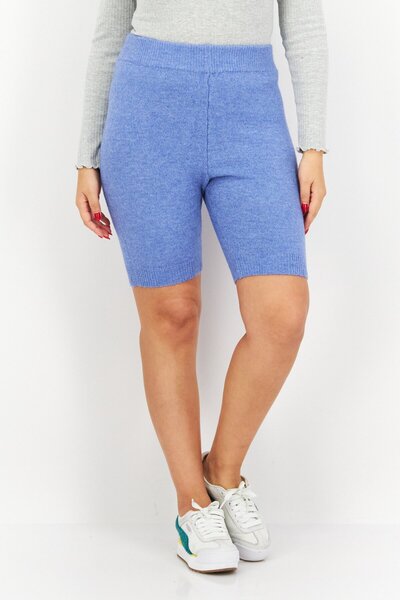 Missguided شورت نسائي محبوك أساسي، أزرق