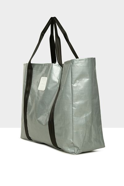 Bagmori Gray Women's Double Stripe Maxi Size Beach Bag m 000008590