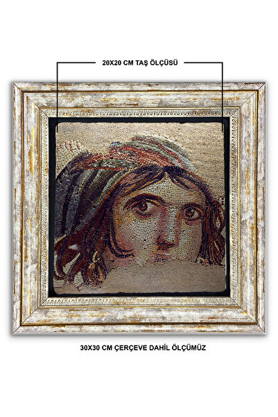 AND Taş Duvar Dekoru Mozaikli Tasarımlı Taşa Baskı Çerçeveli Tablo (30x30 cm )