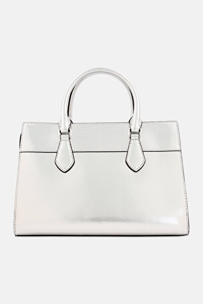 Michael Kors Women Hardware Logo Satchel Bag 21 H x 29 L x 9 W cm, Silver