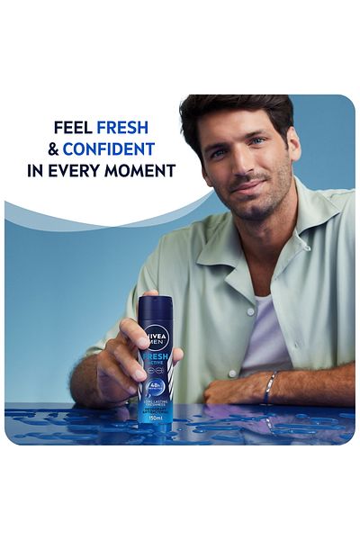 NIVEA بخاخ مزيل للتعرق للرجال منعش وفعال، 2 × 150 مل