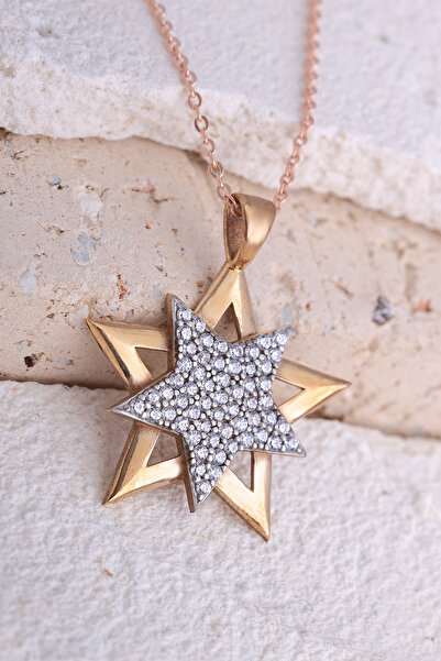 Lucente Jewellery Özel Hediye Kutulu 925 Ayar Altın Kaplama Detaylı Yıldız Tılsımı Kolye