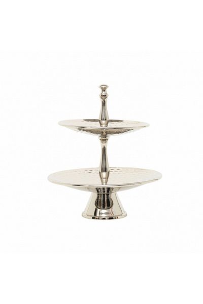 Karaca Home Marocan 2 straturi, Suport de servire, Argintiu, 25x30 cm