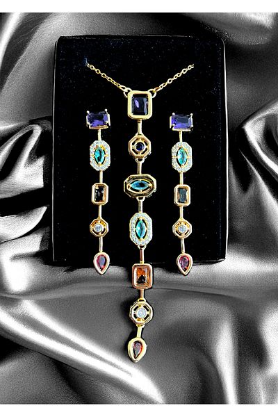 fk studio design Steel Y Necklace and Earrings