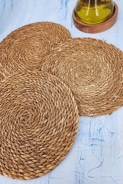 MONTESEV Decorative Wicker Trivet Pot Pan Teapot Rack Set 4 Pieces