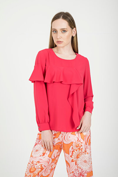Şeker Portakalım Fuchsia Flounced Flowy Blouse 3503