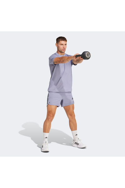 adidas Pantaloni scurți de antrenament violet pentru bărbați Power 3 Stripes