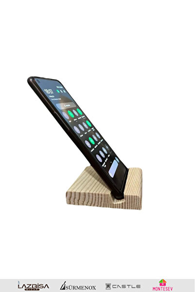 MONTESEV Tüm Modellere Uyumlu Masa Üstü Ahşap Telefon Standı, Telefon Tutacağı