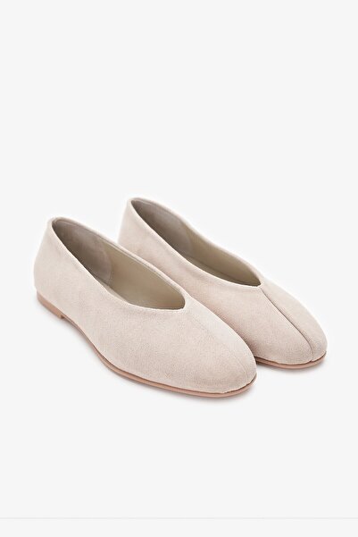 Louis Cardy Gaia Beige Genuine Leather Women's Ballerinas