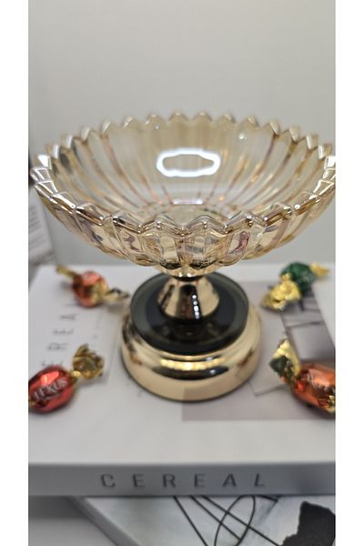 YNSK Glass Sugar Bowl Metal Leg