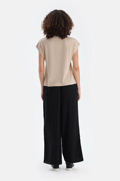 Dagi Stone V-Neck Pleated Viscose T-Shirt