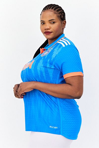 adidas Women Sportswear Fit Short Sleeves Cricket Jersey, Blue