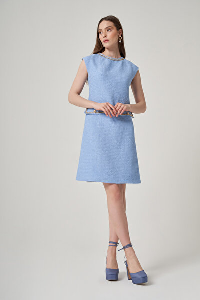 Mimya Mavi Dokulu Kısa Elbise 2779