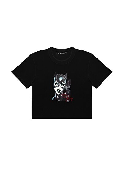 Bak Moda Žena mačka Štampano crna Skraćeni kroj gornji dio