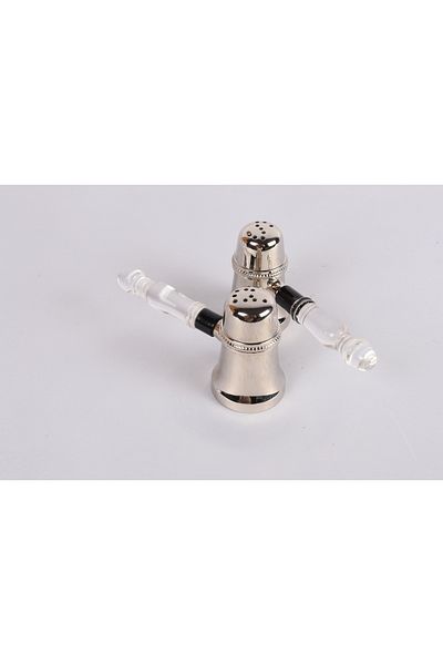 LAMEDORE Silver Color Transparent Handle Salt and Pepper Shakers Set Double, 12.5 X 9 X 6.5 cm