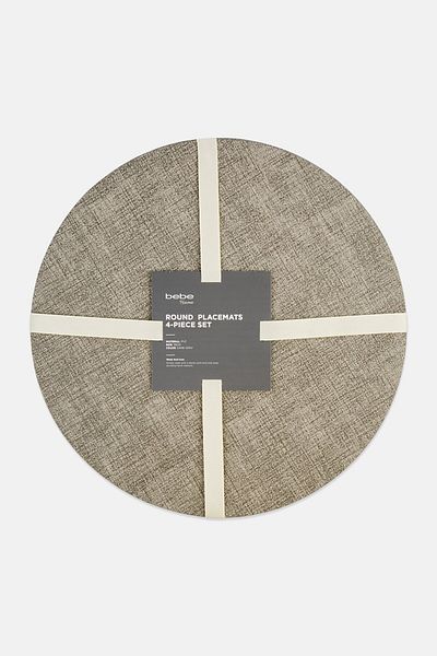 YOTO 4 Pcs Round Placemats 38 Dia Cm, Grey