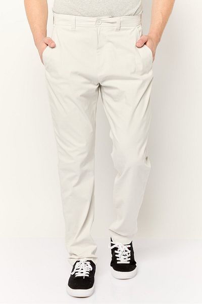 Esprit Men Regular Fit Solid Chino Pants, Light Grey