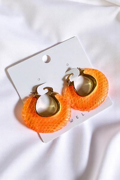 PETEK AKSESUAR Stylish Summer Resin Hoop Earrings