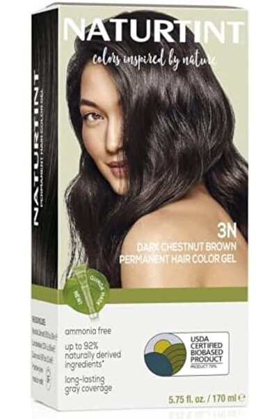 NATURTINT صبغة شعر دائمة | لتغطية طويلة الأمد للشعر الرمادي | 3N-بني كستنائي غامق 165 مل: 1002