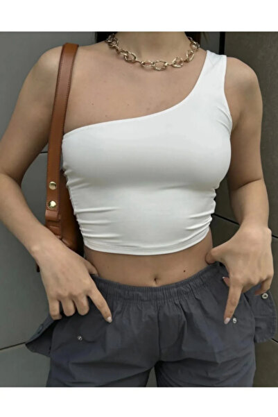 MYCPARL Bluză crop din țesătură Diver cu o singură curea de umăr