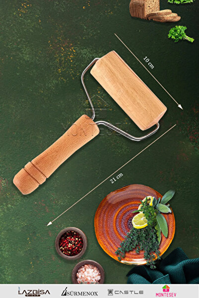 MONTESEV Zümrüt Serisi Ahşap Hamur Açma Oklavası Rulosu Hamur Şekillendirici Zmrset7