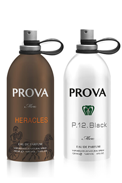 prova Heracles ve P.12 Black EDP Erkek Parfüm Seti x2 120 ml