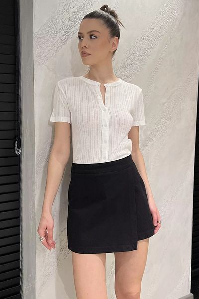 GÜLSELİ Fusta scurtă din Gabardină elastică cu fermoar în talie pentru femei