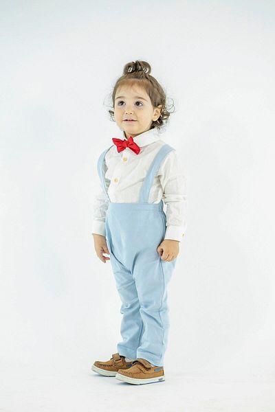 Catz Kids Baby Blue Harem Salopet + Cămașă In + Papion