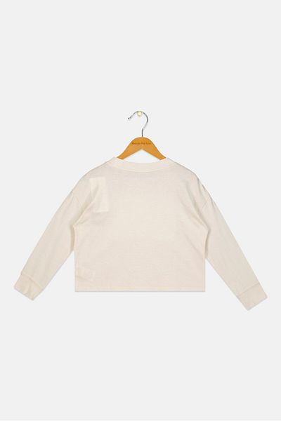 GAP Kids Girl Crew Neck Long Sleeve Sequins Sweatshirt, Beige