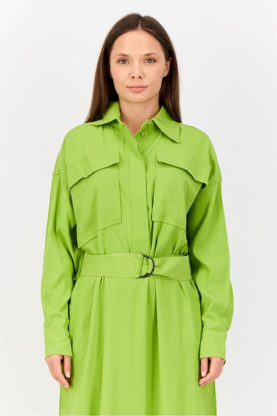 Esprit Women Oversized Plain Shirt Dress, Olive