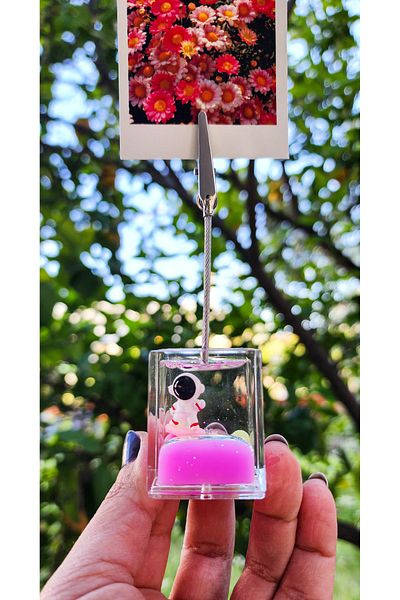 Rota Hediyelik Astronaut Designed Water Glitter Moving Children's Note, Photo Holder Note Holder