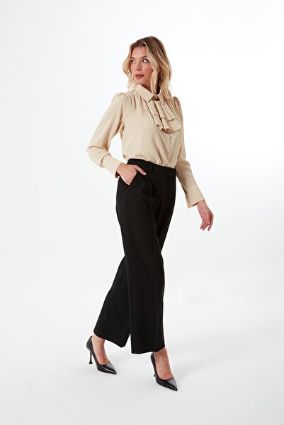 Mimya Siyah Yüksek Bel Uzun Pantolon 5615