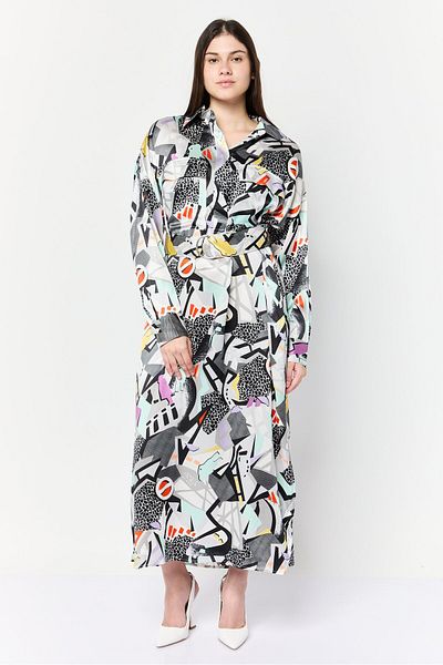 Esprit Women Allover Print Belted Maxi Dress, Multicolor