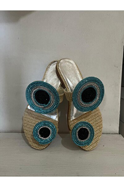 Fasko Kadın Taşlı Yazlık Keten Terlik